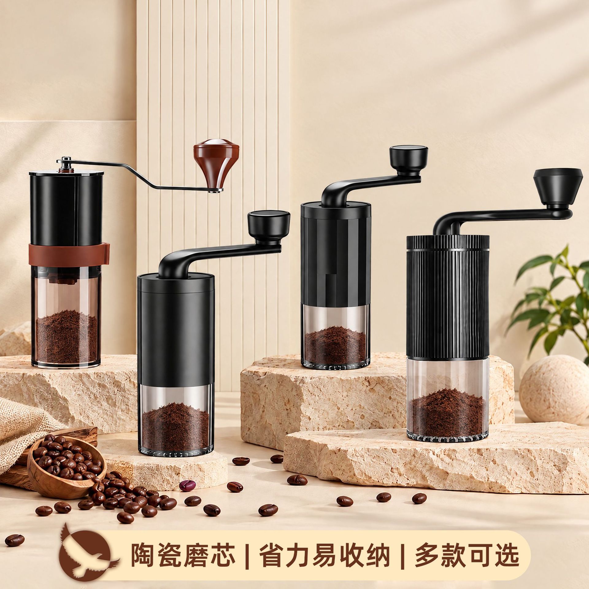 เครื่องบดเมล็ดกาแฟแบบมือหมุนสำหรับใช้ในบ้าน พกพาสะดวก ไร้สาย กึ่งอัตโนมัติ สำหรับบดเมล็ดกาแฟแบบเอสเปรสโซ ใช้งานด้วยมือ เหมาะสำหรับการค้าขายข้ามพรมแดน