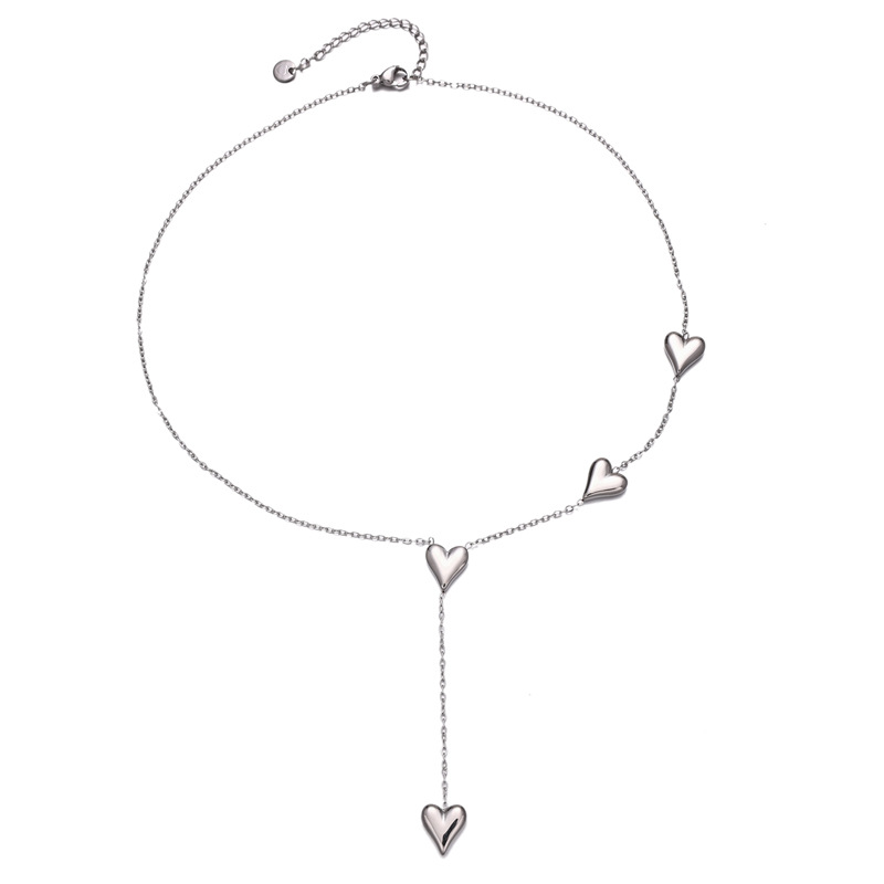 Tina acero inoxidable Europa y América amor transfronterizo collar en forma de Y mujer oro versátil INS lujo ligero joyería de acero titanio