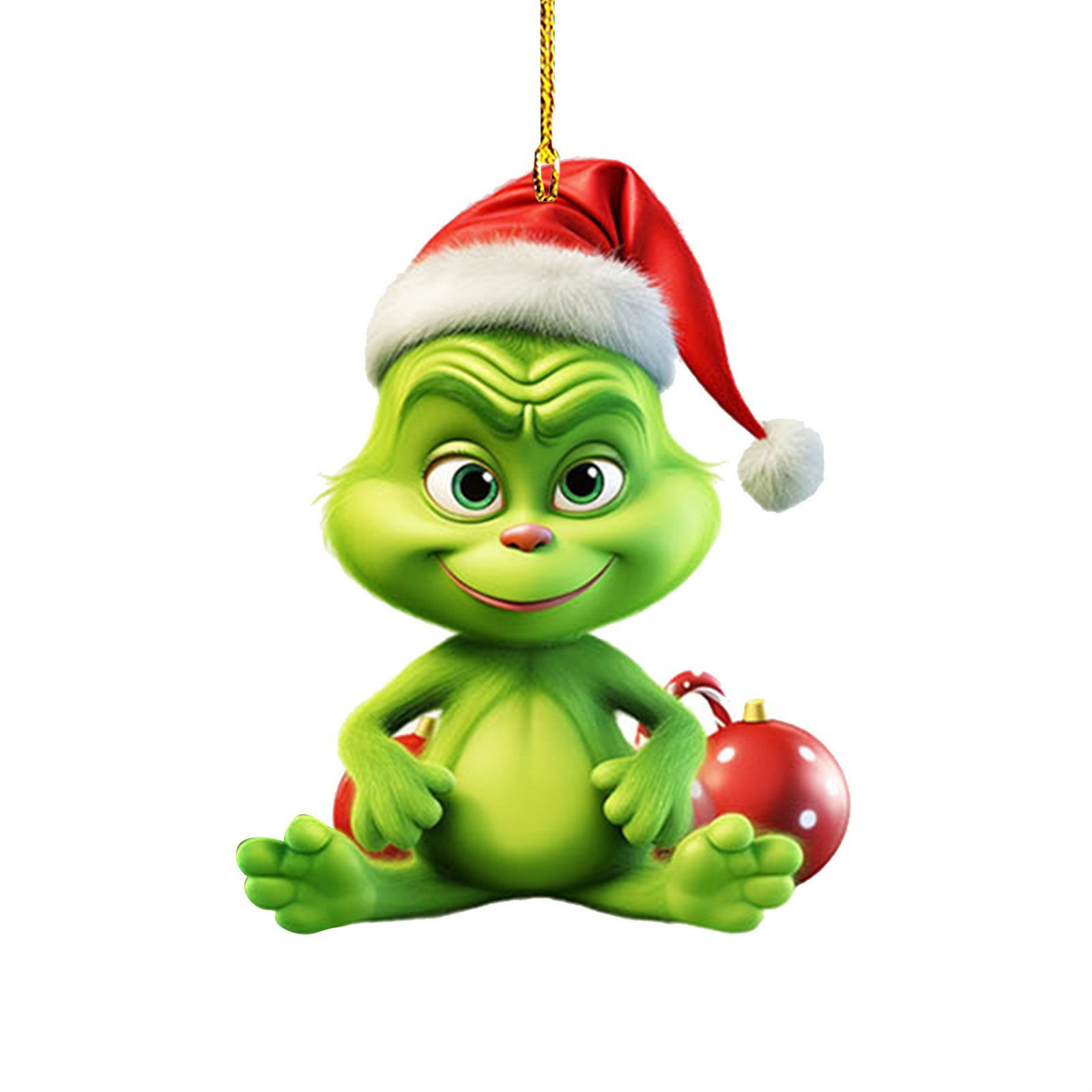 Nuevo producto transfronterizo: Colgante de coche de dibujos animados de hombreito verde para niños, decoración para árbol de Navidad y hogar.