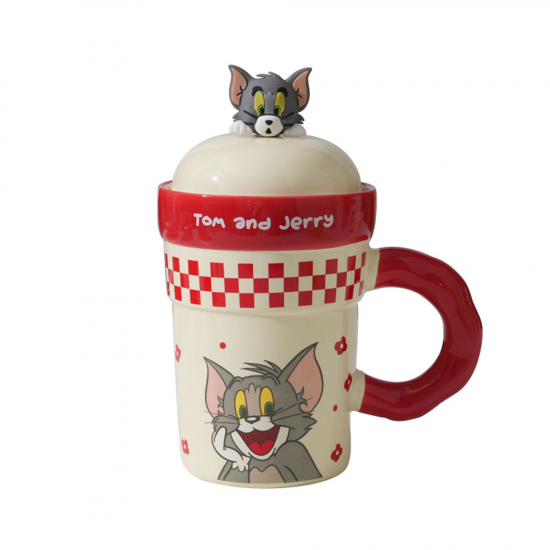 Gatos y ratones auténticos copos de marca encantadores tazas de gran capacidad tazas de cerámica domésticas con tapa de alta calidad de agua taza