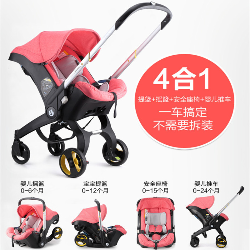 Cochecito de bebé multifuncional de alto paisaje cuatro en una cesta cochecito de dos vías ligero plegable asiento de seguridad para automóvil