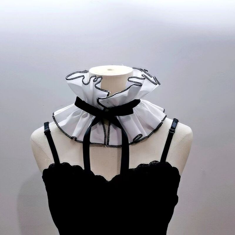 Pleated Ruffled Neck Shirt with Stand Collar for Women, Court-Style Ruffled Collar Accessory, Round Neck, Low Neck, Stage Performance Lace Collar Pleated Ruffled Neck Shirt with Stand Collar for Women, Court-Style Ruffled Collar Accessory, Round Neck, Low Neck, Stage Performance Lace Collar