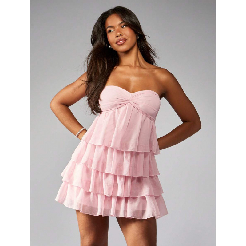 S 80461 Autumn and Winter New Export Layered Ruffle Mini Dress Summer Wedding Guest Spring Garden