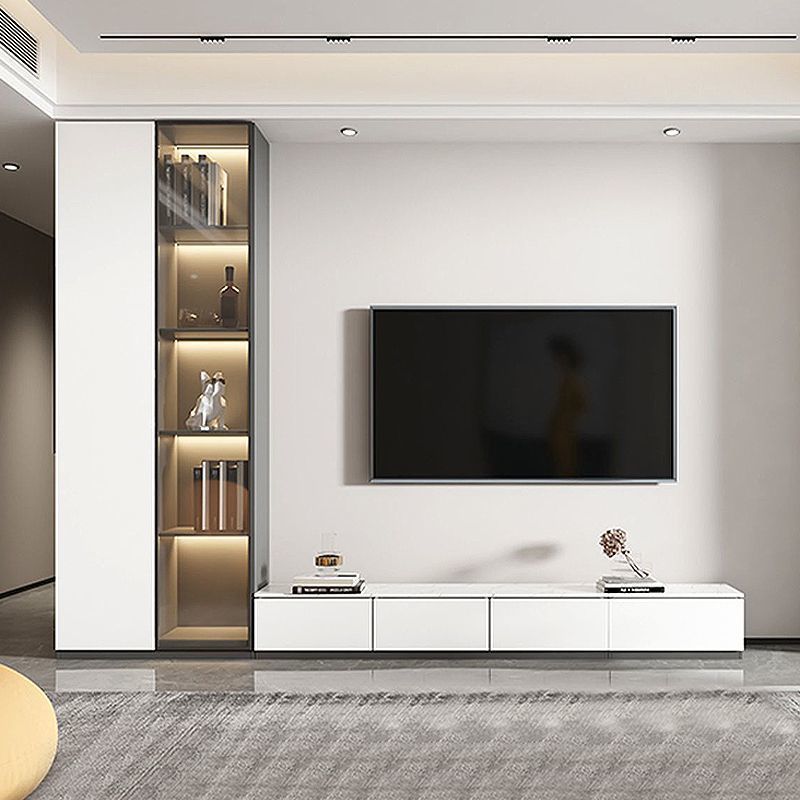 Solid Wood Tv Cabinet Combination Wall Cabinet Simple Wine Cabinet Bookcase Integrated Wall Storage Cabinet Living Room Floor-Standing Tv Cabinet