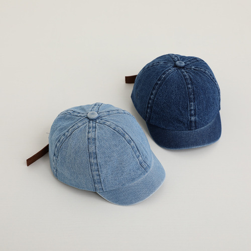 Short brim children's baby peaked hat spring and autumn children's cowboy hat blue versatile boy and girl hat sun hat
