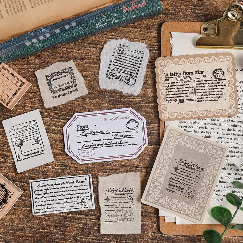 Sello de caja de madera de la serie de pista inglesa 8 piezas en el sistema retro Inglés combinación de sello de loto