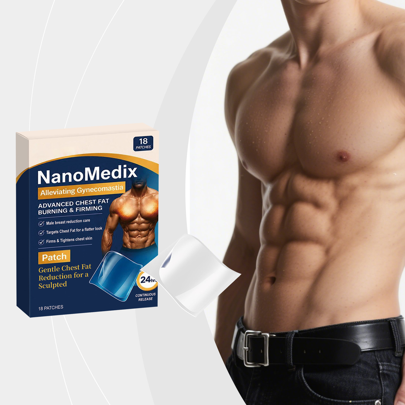Men's Chest Care Patch with Gentle Ingredients to Care for Men's Chest Skin, Daily Skin-Friendly and Breathable Care Patch