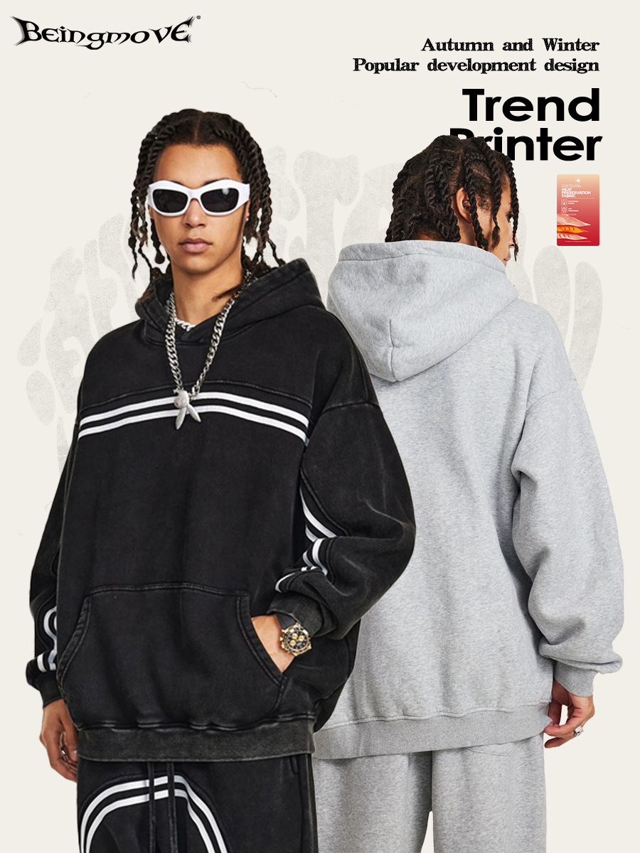2025 otoño marca de moda americana pesada alta sensación de terciopelo grueso con chaqueta con capuzas calentadas pantalones deportivos para hombres