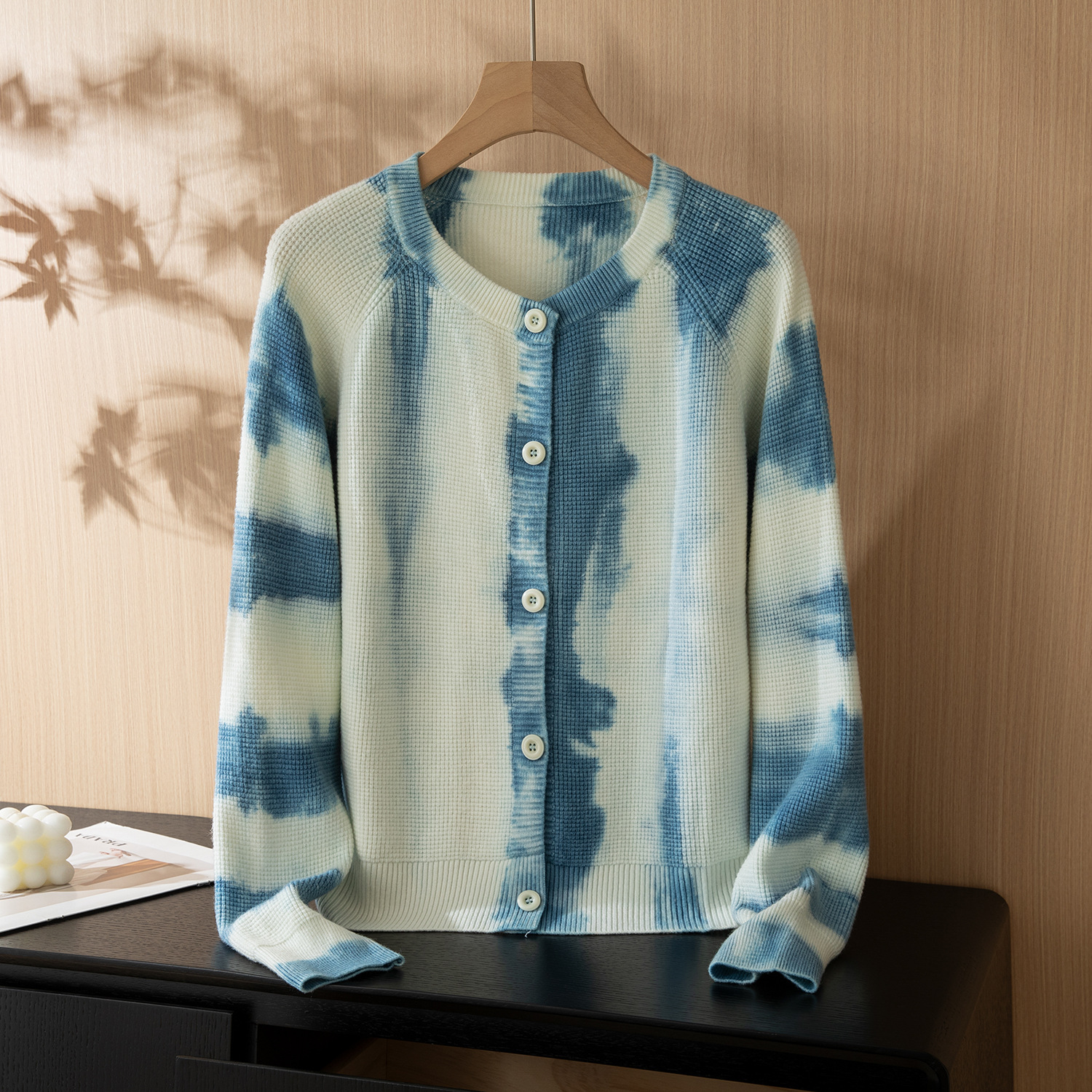 Yunnan Handmade Tie-Dye Autumn and Winter Knitwear New Women's Cardigan Jacket Lace Long-Sleeved Spring Outer Knitwear Top
