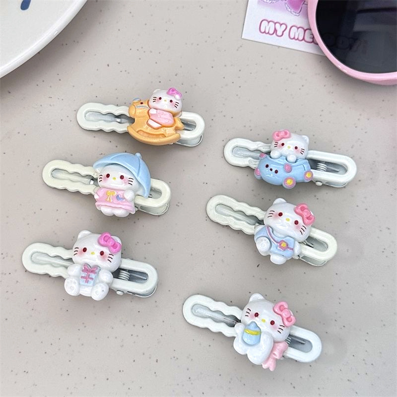 귀여운 고양이 캐릭터 집게핀 앞머리 옆머리 헤어핀
