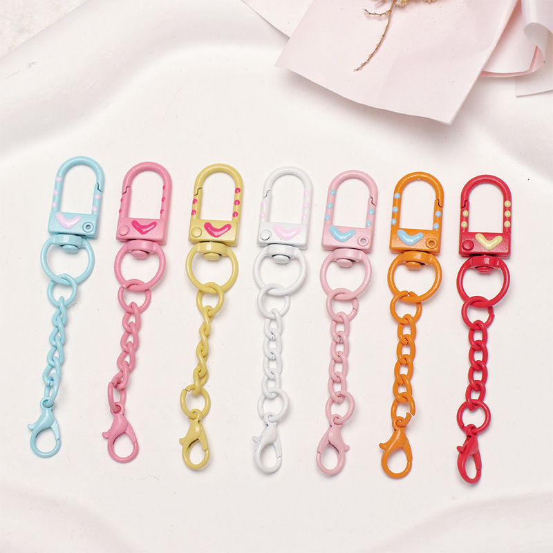 Painted Door Clasp + 4-Section Chain + Lobster Clasp, Painted Alloy Chain Clasp, Jewelry Clasp Accessories, Keychain Hook