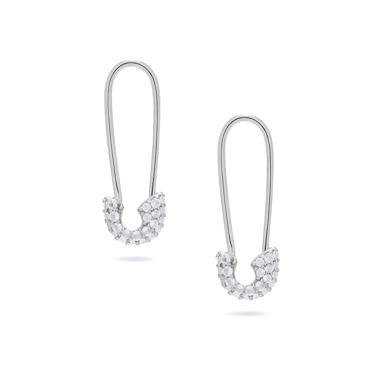 Fashion Inlaid Zircon Pin Earrings Personality Earrings display picture 2