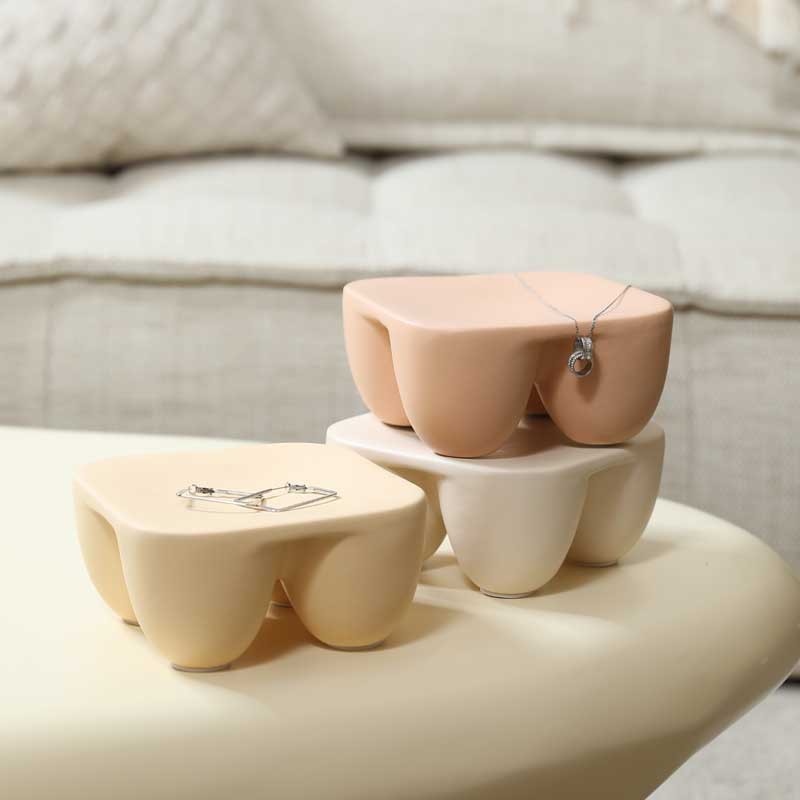 Placa de almacenamiento de cerámica creativa, decoración, joyería, placa de exhibición de joyería, bandeja de llaves de entrada, decoración suave de escritorio al por mayor