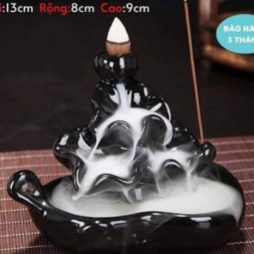 Ceramic Backflow Incense Burner, Lotus Inverted Design, Decorative Buddha Incense Holder