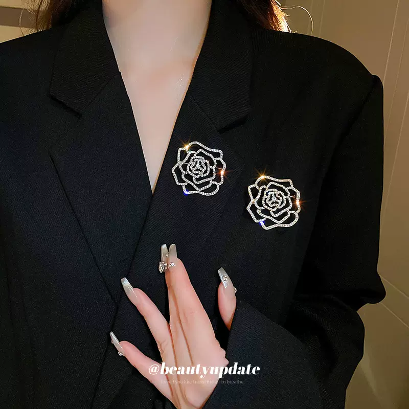 镶钻镂空花朵胸针欧美夸张重工别针个性小众时尚高级感配饰女批发
