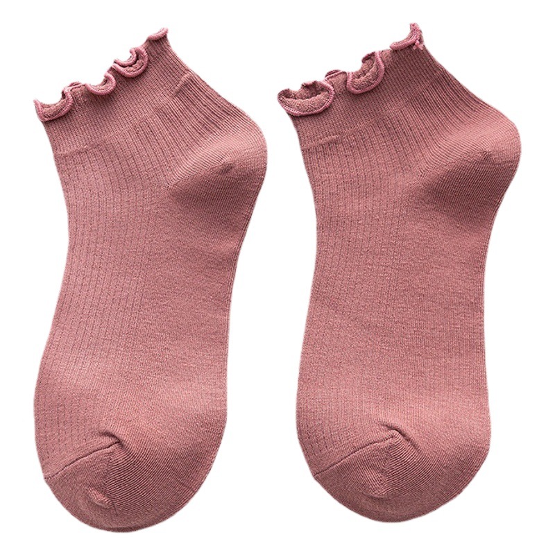Calcetines de oreja de madera calcetines cortos delgados de primavera y verano para mujer calcetines de encaje de moda japoneses calcetines de confinamiento de color sólido calcetines de mujer