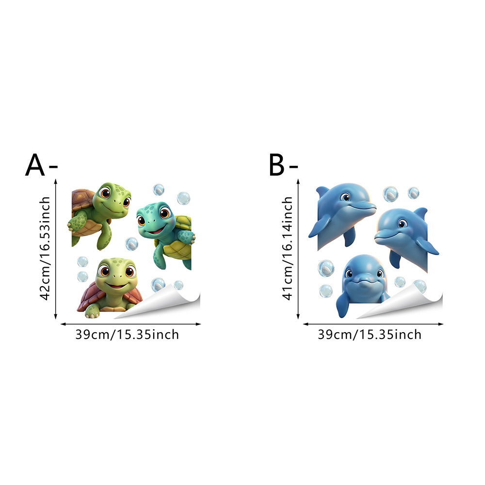 Nuevos productos de verano transfronterizos de la serie oceánica de pegatinas de vidrio transparente estática sirena tortuga flamenco pegatinas estáticas image 10