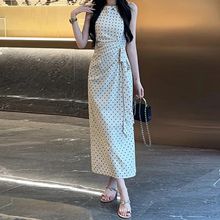 法式气质无袖波点连衣裙子女夏季2025新款海边度假高级感收腰长裙