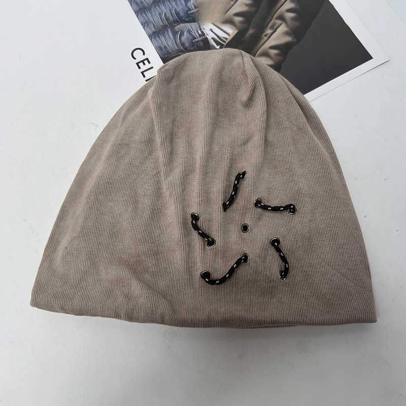 美式复古废土风堆堆帽秋冬季帽子女款大头围显脸小冷帽百搭包头帽|undefined