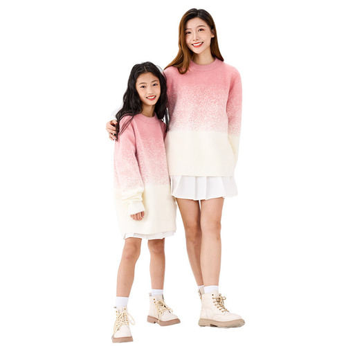 Autumn/Winter Snowflake Gradient Color Parent-Child Set Non-Pilling Children's Sweater Family Set Loose Korean Style Top