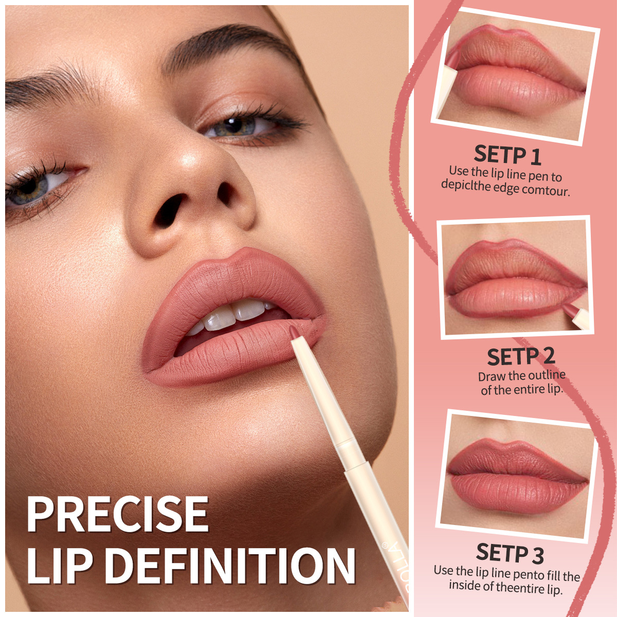 Comercio exterior transfronterizo OLIBOLLA color mate 8 color delineador de labios duradero impermeable y no se desvanece lápiz labial lápiz labial