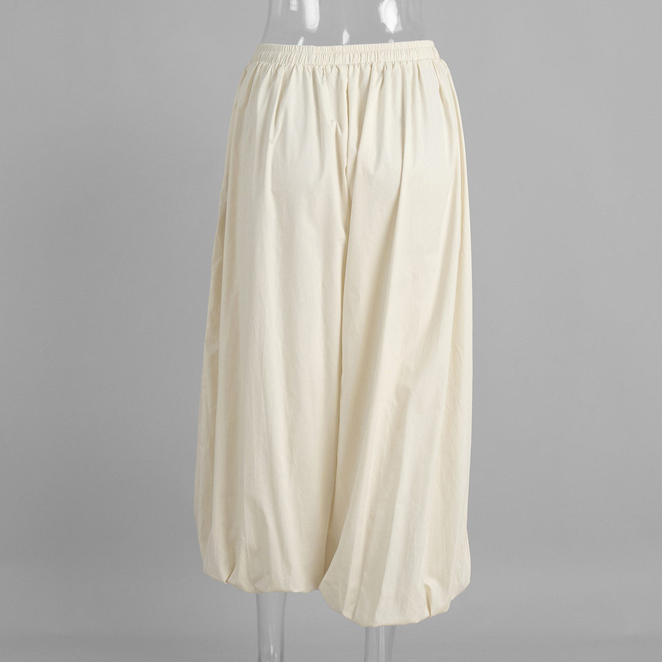 Quần harem ống rộng cotton dáng lửng lưng vừa phong cách đường phố — Màu hồng, Màu kaki, Màu mơ, Màu xanh da trời chi tiết 9
