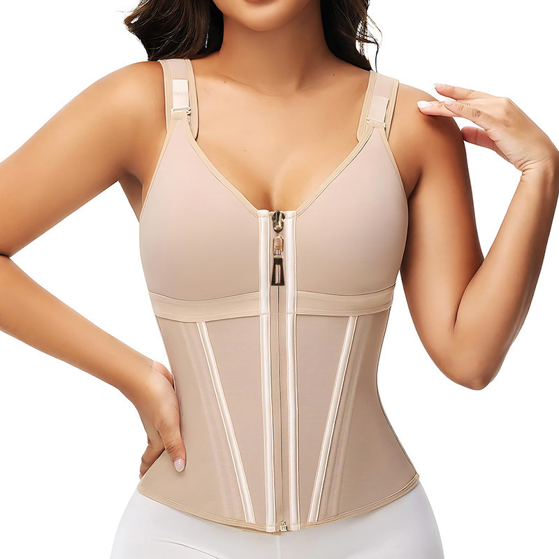 Three-row button-down shapewear vest