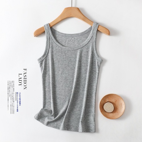 Summer Cotton Woven Wide Collar Anti-peeking Underwear Women's Top Round Neck Versatile Vest Slimming Body Shaper 