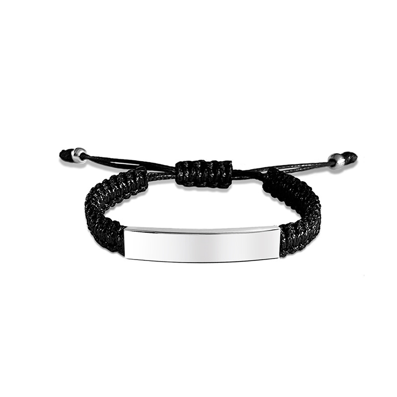 10g Weight 201 Stainless Steel Pendant Material Drawstring Bracelets Classification Retro Classic Style Geometric Customization Laser Engraving 201 Stainless Steel Rope Woven Chain String Bracelets Wholesale