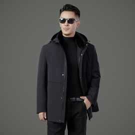 轻奢男士连帽整貂皮派克服高休闲高档濑兔毛中年爸爸兔毛皮草大衣