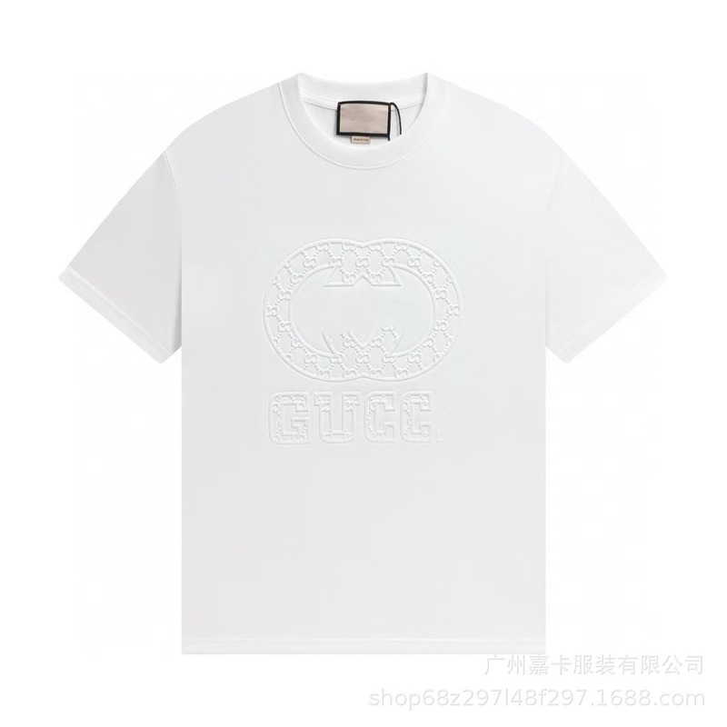 クロスボーダーハイエンドGファミリーTシャツラウンドネックフロントロゴ柄シリーズカジュアル男女同型半袖Tシャツ|undefined