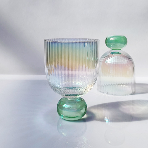 Designer rainbow glass crystal pearl cup champagne red wine cup Nordic milkshake cold drink medieval cup water cup