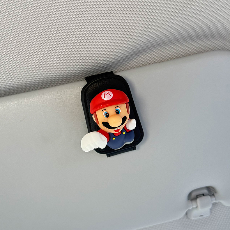 Mario Car Sunglasses Clip 2026 New Model Car Sun Visor Sunglasses Storage Car Sunglasses Holder for Women