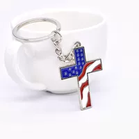 Брелок‑крест, дизайн флаг США с эмалью, металлическое кольцо, компактный 8,8×6,41×4,89 см