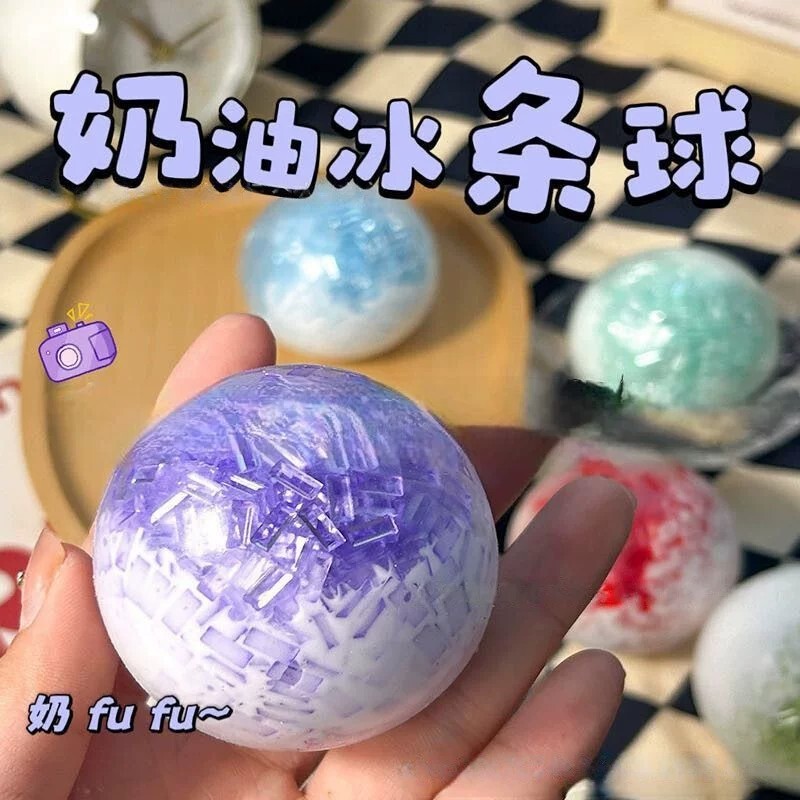 Highly attractive crushed ice cream ice bar handmade ribbon stress relief ball squeeze toy Highly attractive crushed ice cream ice bar handmade ribbon stress relief ball squeeze toy