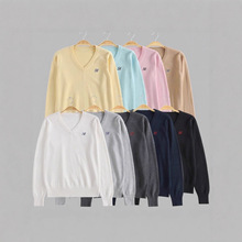 【工厂直供】水济中/JK毛衣套装V领套头班服刺绣jk针织衫立体图案