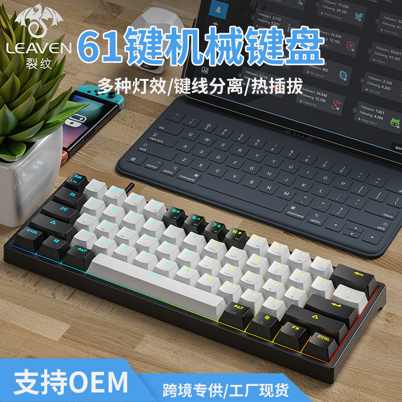 K620 E-sports Wired Mechanical Keyboard TYPE-C Hot Plug RGB Luminous Green Axis Game Bluetooth Mechanical Keyboard