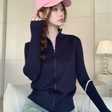 半高领小香风毛衣春季新款外穿拉链针织开衫外套打底洋气上衣