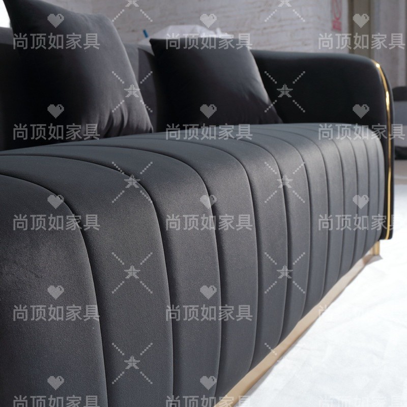 Lujo ligero oro chapado tela 123 sofá hotel de lujo club hall recepción sofá de tela antiincrustante de ocio triple asiento