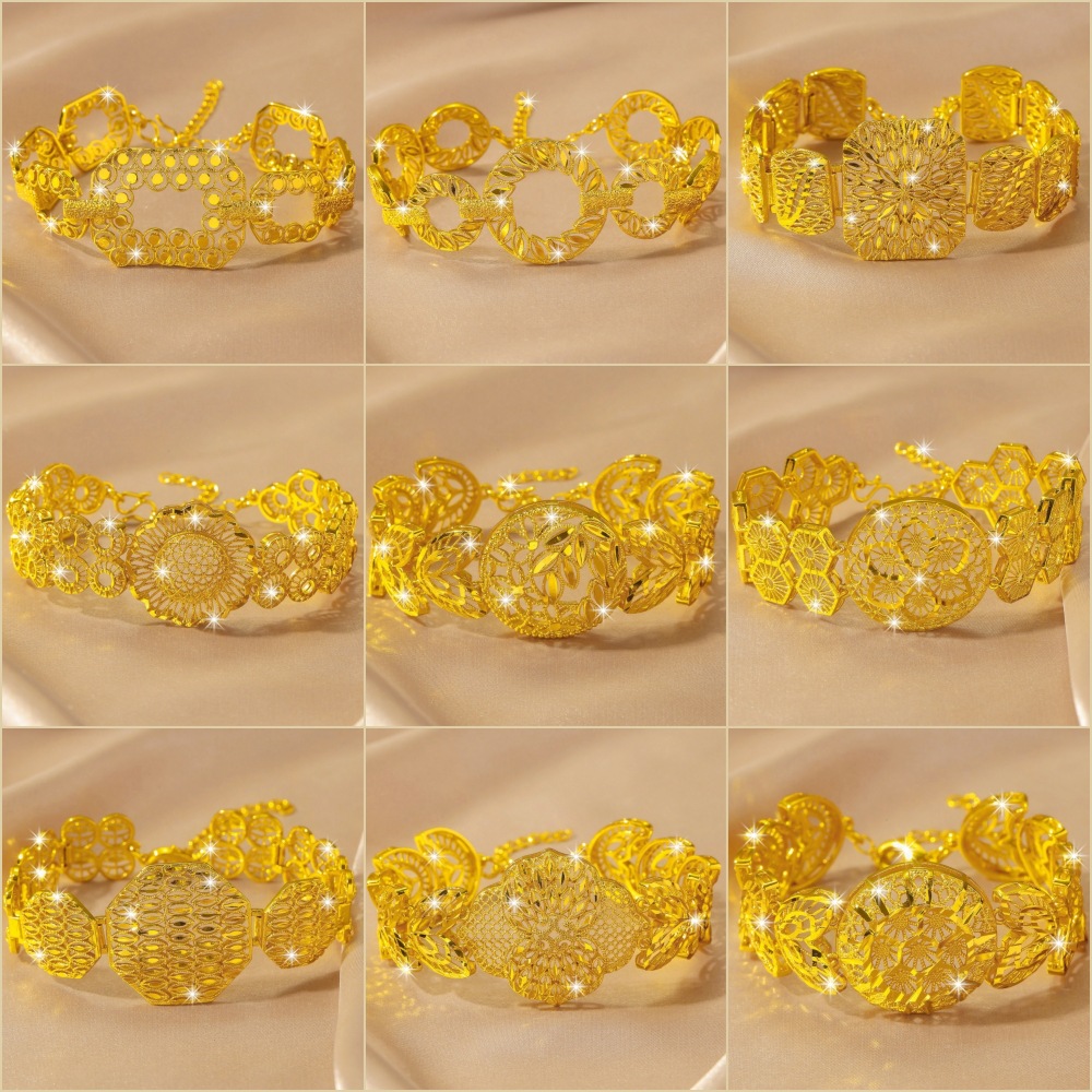 Cross-border Middle East Explosions Exquisite Hollow Carved Bracelet Vietnam Sand Gold Niche Flower Leaf Watch Bracelet Wholesale