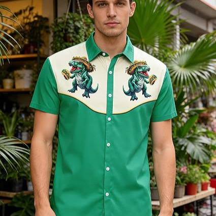 European and American Retro Western Style Printed Shirt Men's Short-Sleeved Digital Printed Cardigan Cross-Border Large Size Casual Top for Men European and American Retro Western Style Printed Shirt Men's Short-Sleeved Digital Printed Cardigan Cross-Border Large Size Casual Top for Men