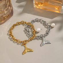 跨境海边配饰天然淡水珍珠鱼尾链条手链小众高级感沙滩度假饰品女