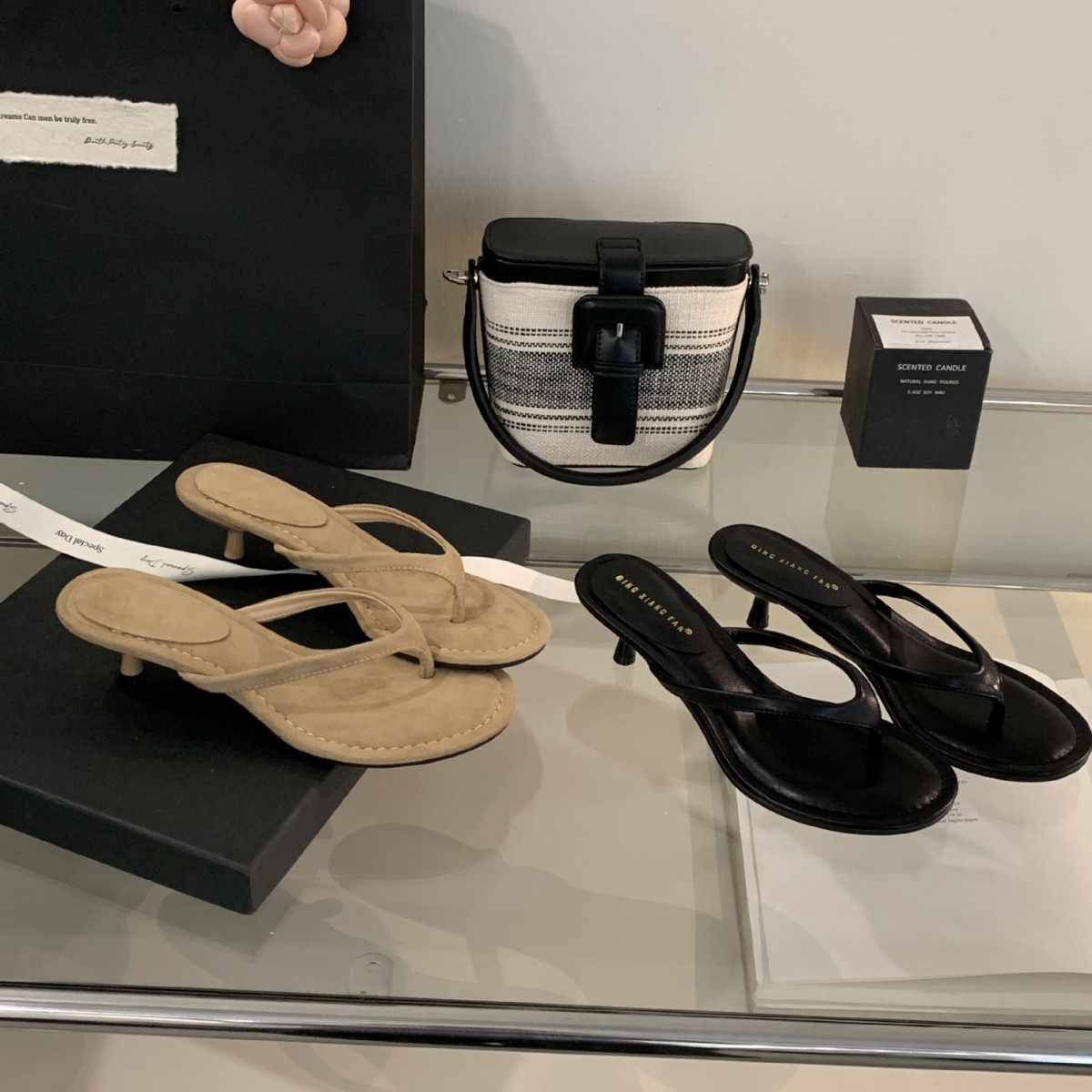 M700-1 ~ High Heel French Flip-Flops Women's Shoes for Outer Wear 2025 Summer New