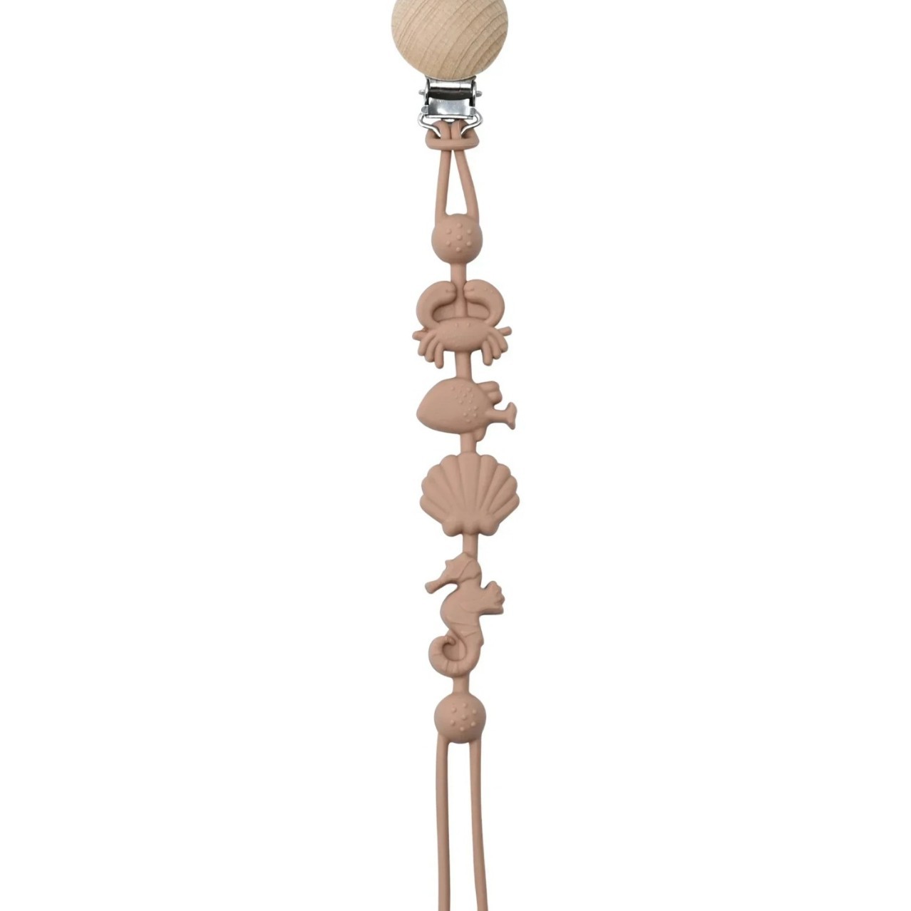 Nuevos productos para bebés de Amazon, clip para chupete de haya, cuentas de madera con forma de arco iris, cadena para chupete de silicona, cadena anticaída