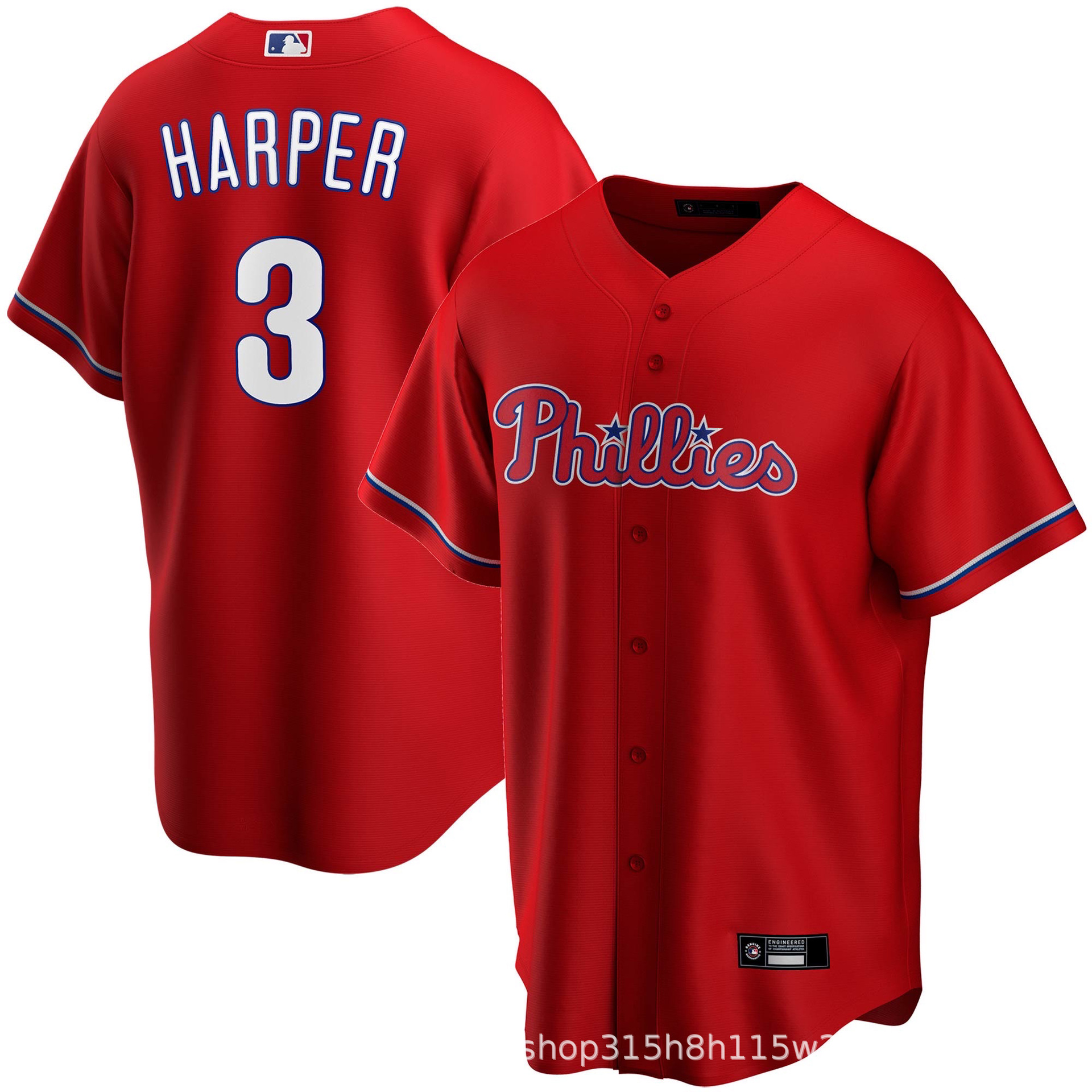 2026新款欧美MLB美式棒球衫刺绣棒球服短袖费城人队外贸现货