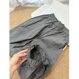 美式复古高腰休闲速干裤女装夏季新款直筒阔腿束脚花苞裤子2026