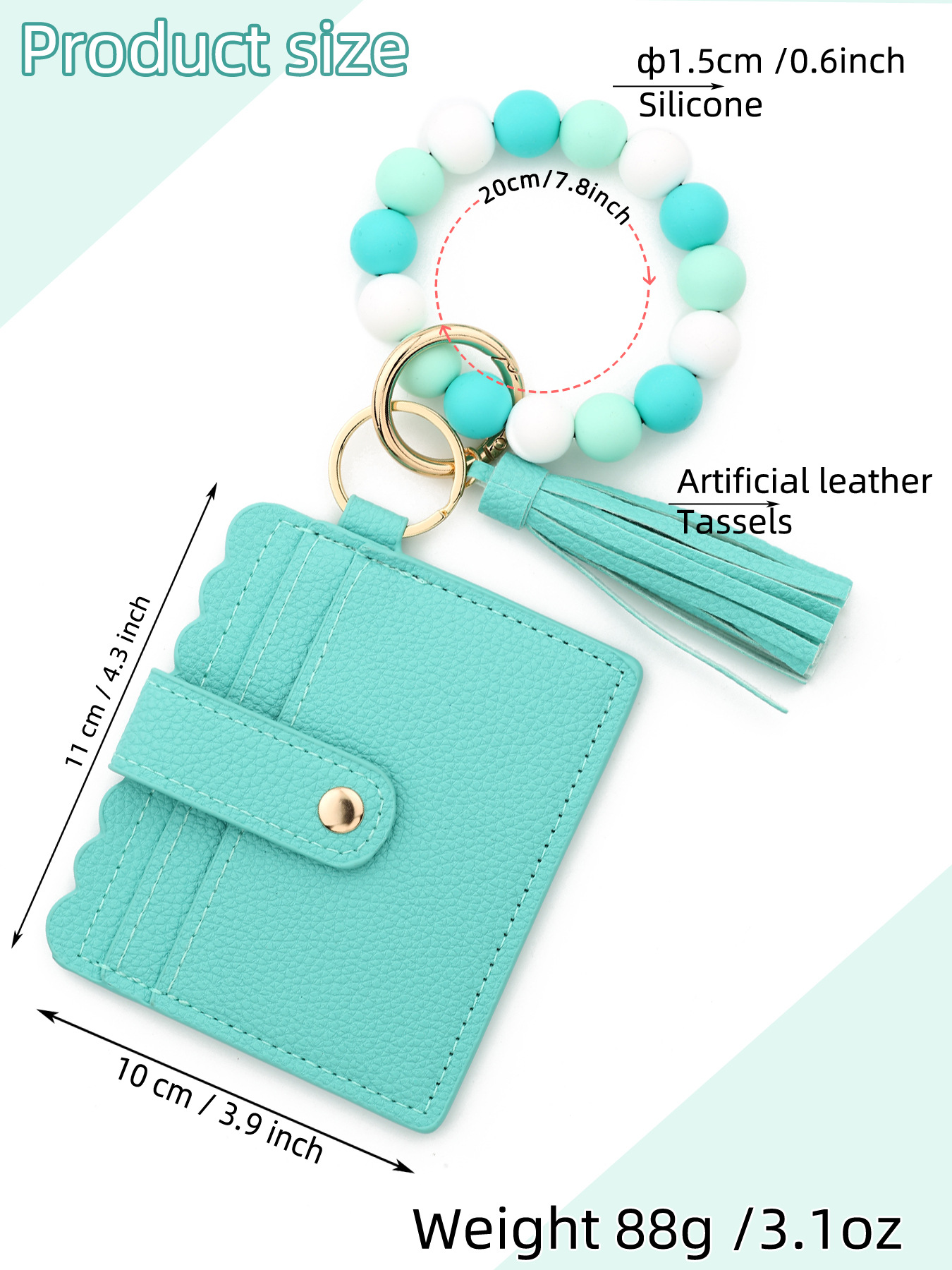 Women's Gender Elegant Style Square Shape Women's Solid Color PU Silica Gel Tassel Snap Button Card Holders