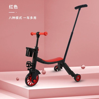 Qatlanan elektrik velosipedlər — Girls, Can Be Ridden by Adults - red-basic-model-pedal-type-rubber-wheels-8-modes