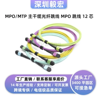 MPO/MTP主干缆光纤跳线12芯mpo光纤跳线sm/om3-5可选高速mpo跳线