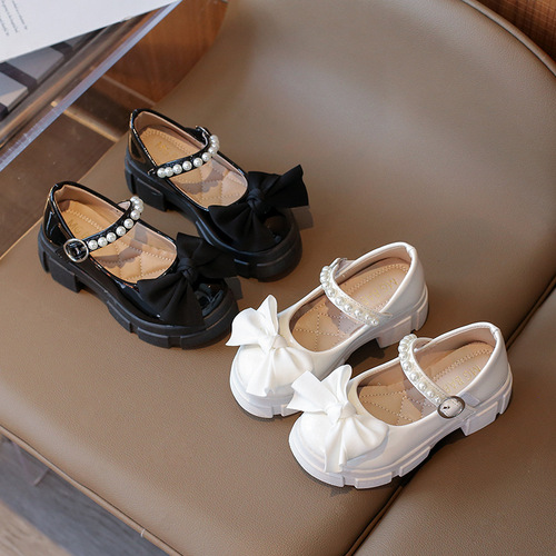 Girls' Lolita Bow-Knot Leather Shoes—Autumn Style Children's Princess Shoes, Student Pearl Mary Jane Loafers